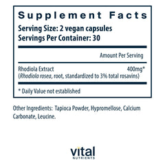 Rhodiola Rosea 60-capsule bottle front view