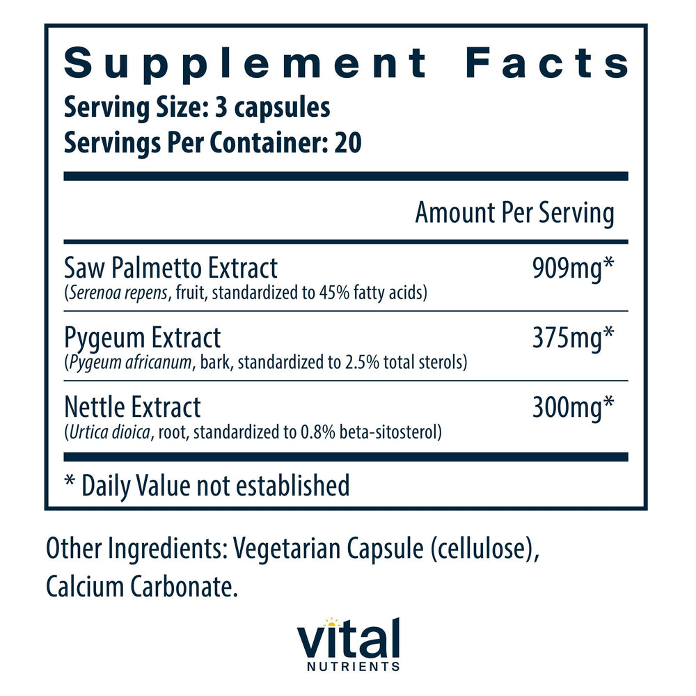 Prostate health supplement package with 60 capsules