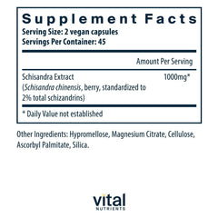 Close-up of Schisandra Extract bottle showing 90 vegetarian capsules