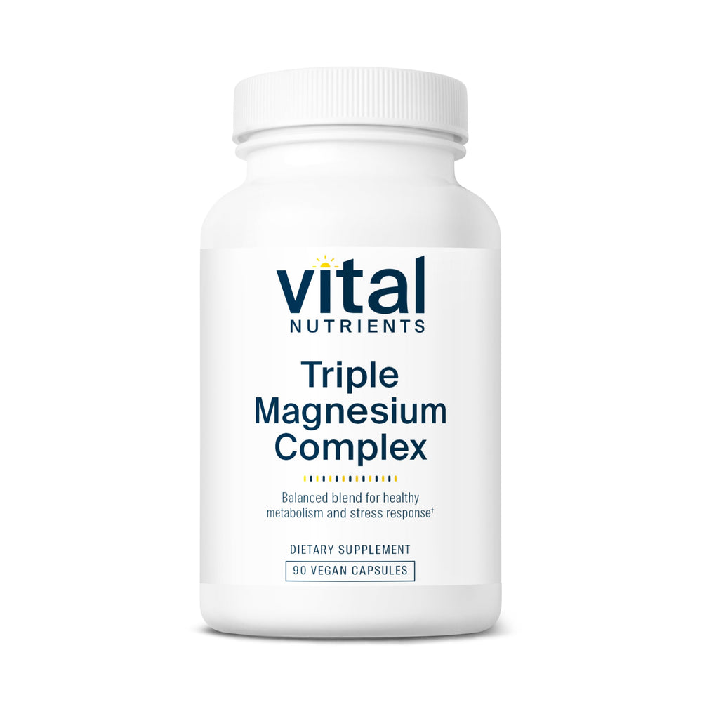 Vital Nutrients Triple Magnesium Complex bottle with 90 vegan capsules