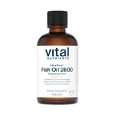 Vital Nutrients Ultra Pure Fish Oil 2600 bottle with lemon flavor, 8 oz