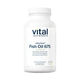 Bottle of Vital Nutrients Ultra Pure Fish Oil 675 with lemon flavor