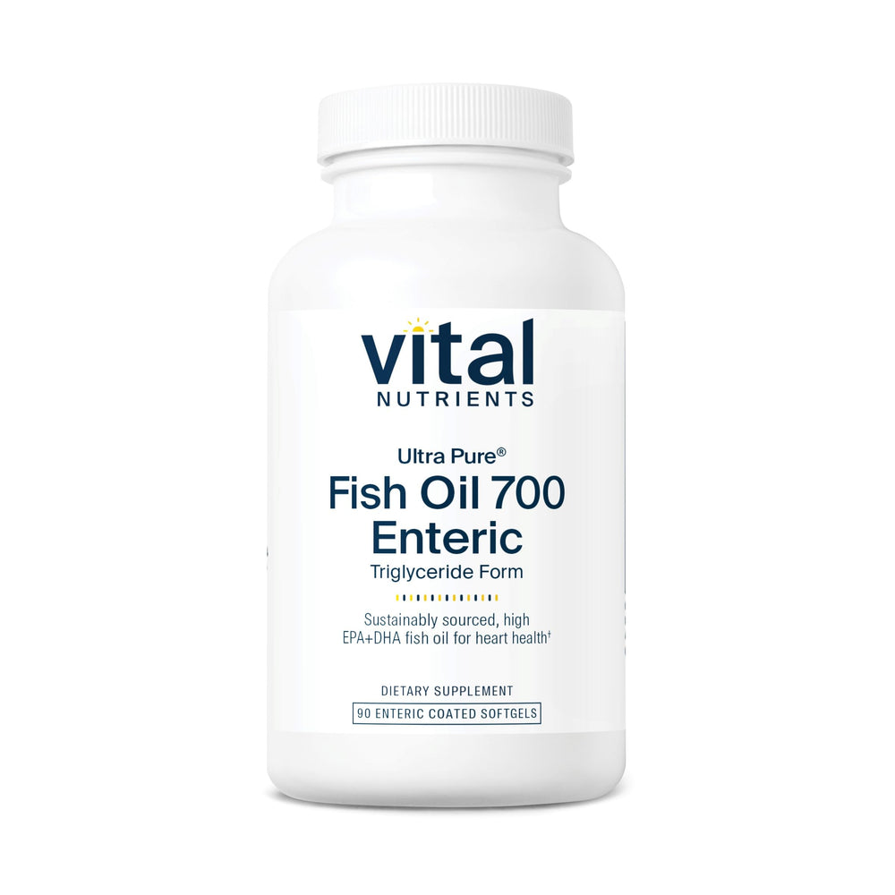 Vital Nutrients Ultra Pure Fish Oil 700 Enteric-Coated bottle on a clean white background