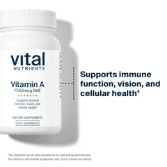 Vitamin A 7500mcg RAE capsules in bottle