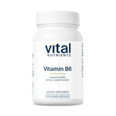Front view of Vital Nutrients Vitamin B6 100 capsules bottle