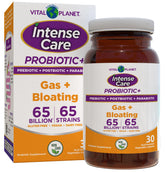 Vital Planet Intense Care Gas & Bloating Probiotics bottle with label