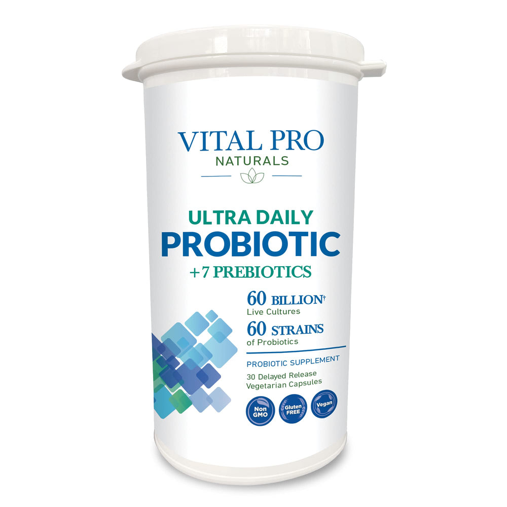Vital Pro Naturals Ultra Daily Probiotic Plus Prebiotics bottle – 30 capsules