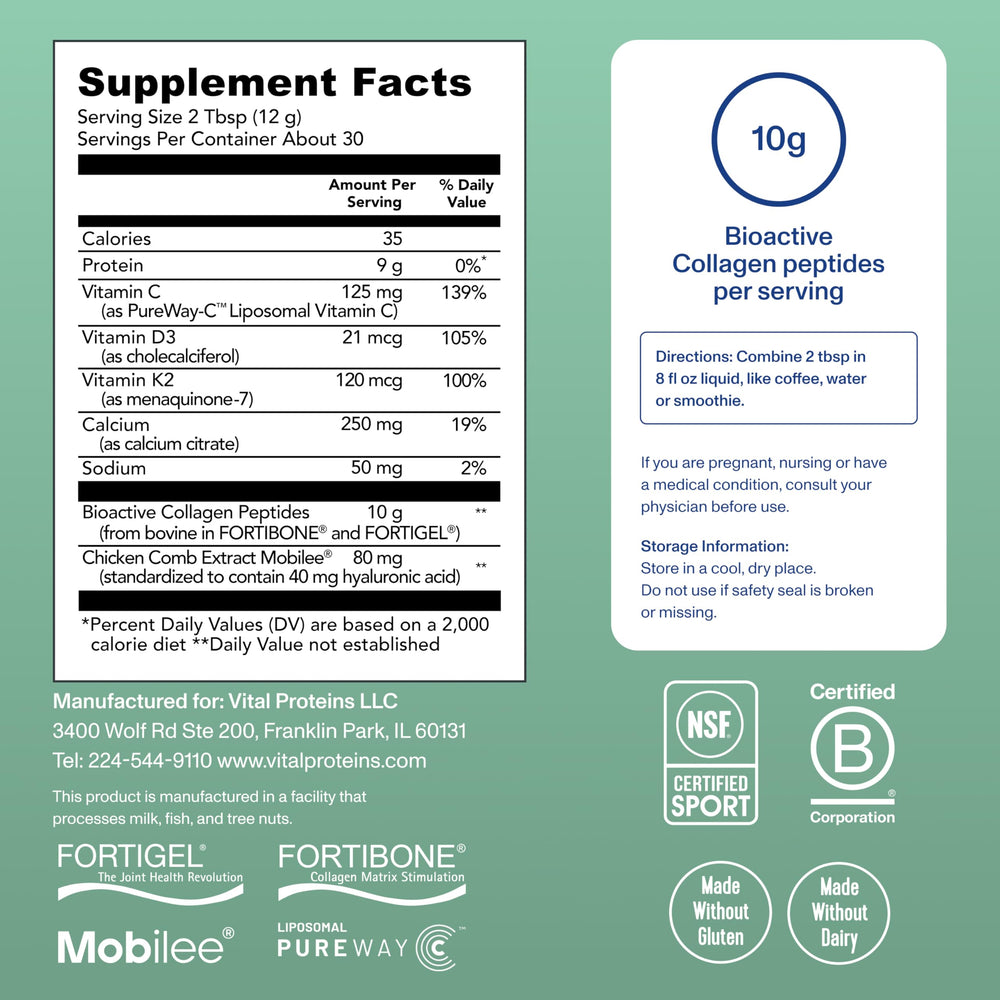Vital Proteins Bioactive Collagen Complex bottle tilted for display