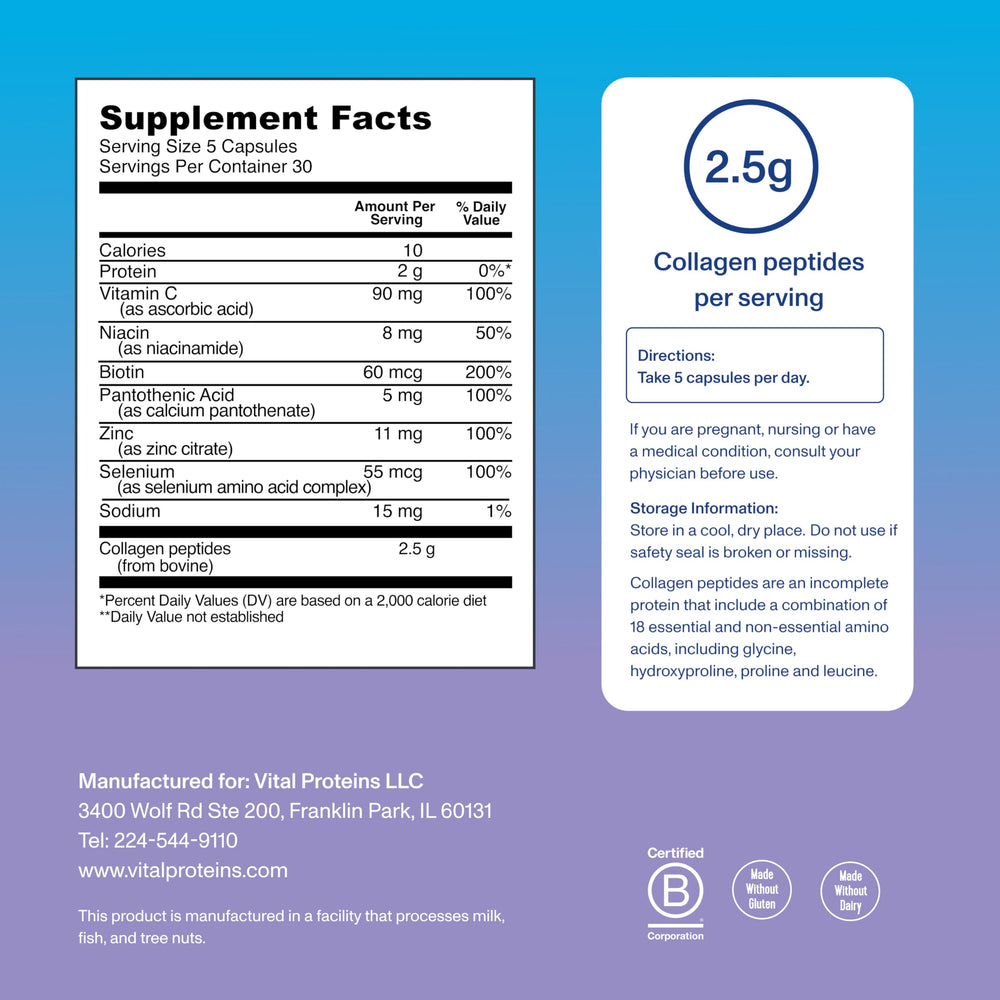 Biotin and Vitamin C enriched collagen capsules