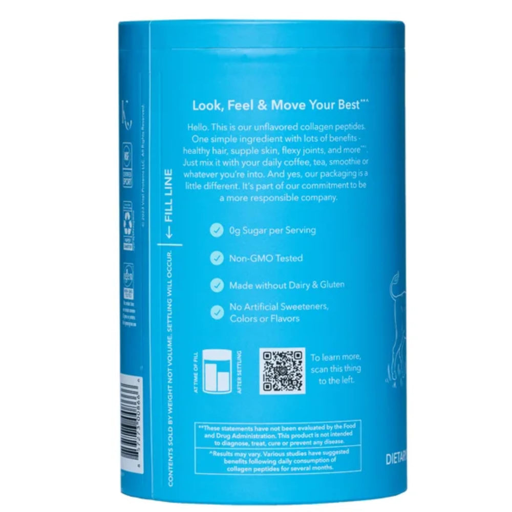 Packaging label for Vital Proteins Collagen Peptides Unflavored 24 oz