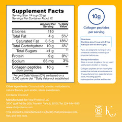Vanilla collagen peptides powder in scoop and jar