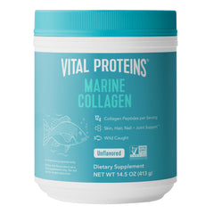 Vital Proteins Marine Collagen Peptides powder bottle; flavorless daily supplement for drinks.