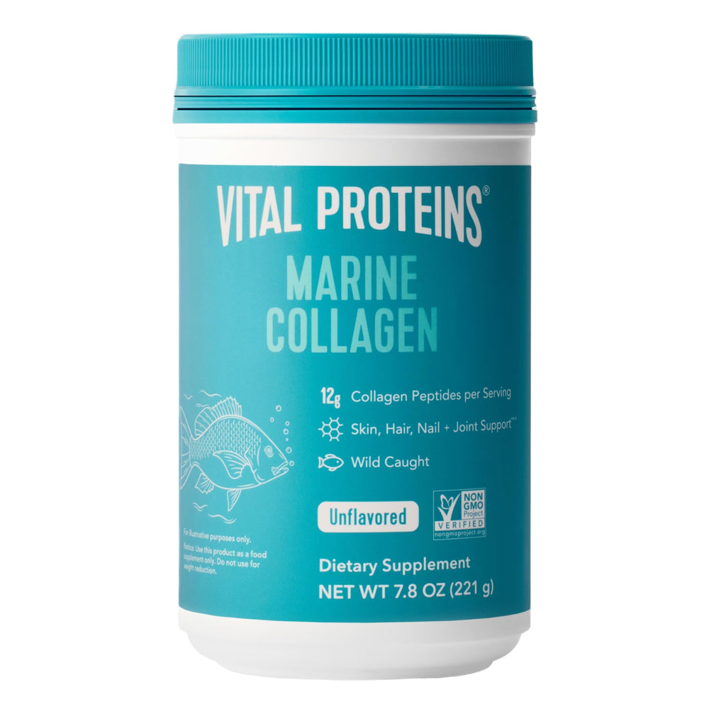 Front view of Vital Proteins Marine Collagen Peptides canister