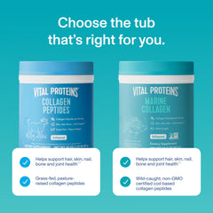 Vital Proteins Marine Collagen Peptides powder glass with stirred drink; supports daily wellness.