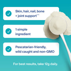 Vital Proteins Marine Collagen Peptides powder mixed into smoothie; easy protein addition.