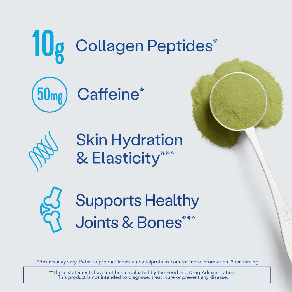 Mixing Vital Proteins Matcha Collagen Peptides into a glass