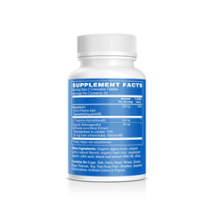 Back panel showing supplement facts of Vital Rise chewables