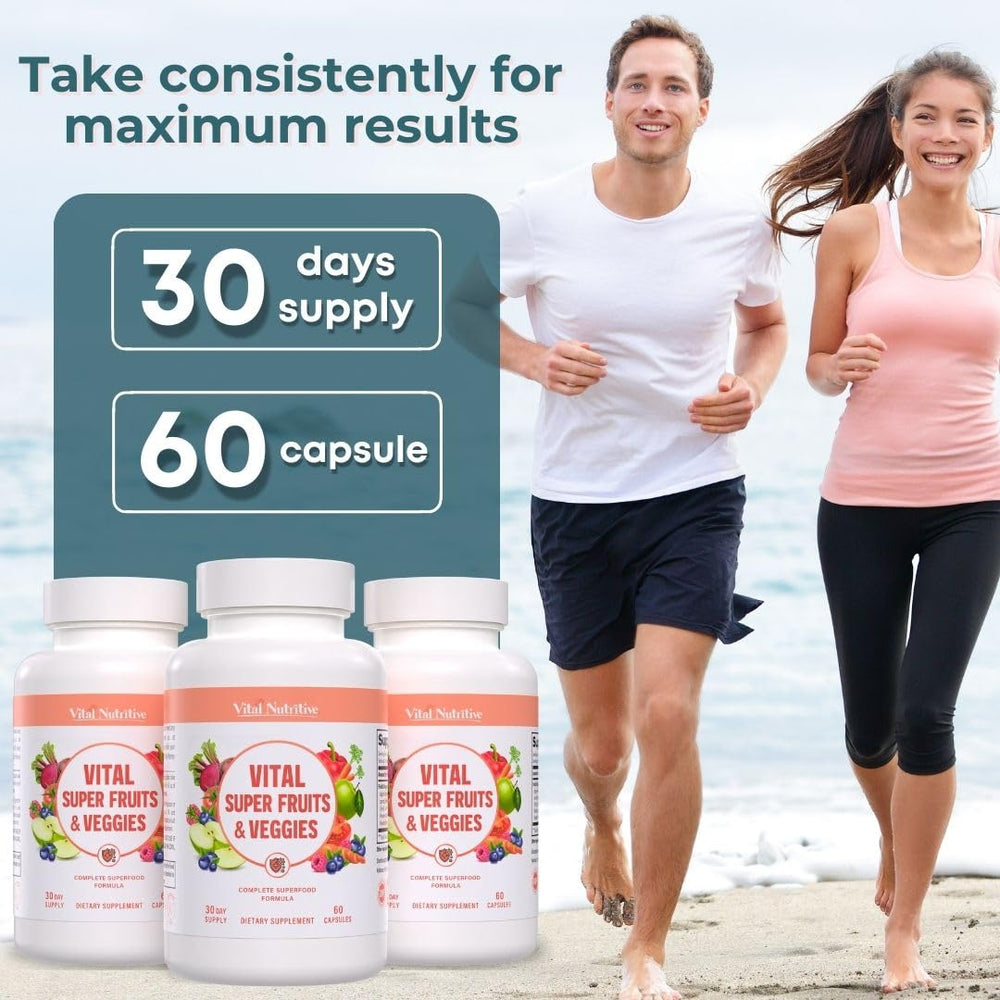 Graphic depicting 2-in-1 fruit and vegetable formula