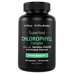 Vital Vitamins Chlorophyll Pills bottle on white background