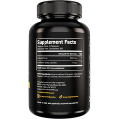 Graphic focusing on 500mg per serving liposomal glutathione ingredients