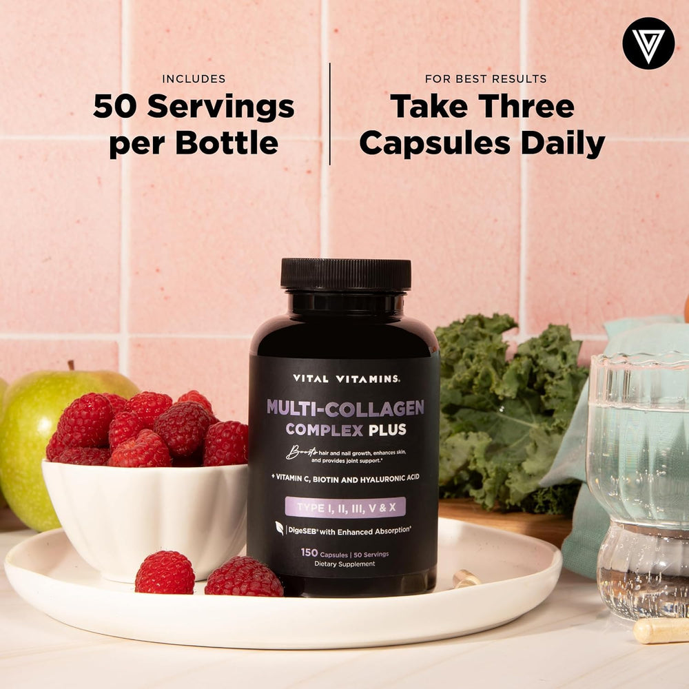 Person taking daily Vital Vitamins Multi Collagen Plus capsules