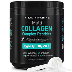 Front view of Vital Vitamins Multi Collagen Peptides Powder container