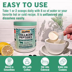 Collagen powder stirred into a glass of water