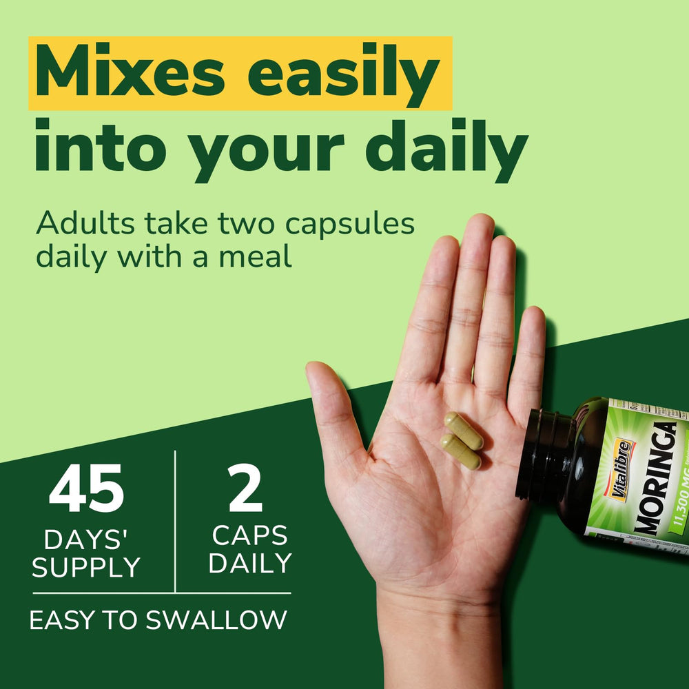 90 vegan capsules of Vitalibre Moringa 11300 mg