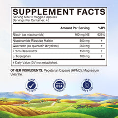 Vitalitown NAD product label showing 1000mg per serving