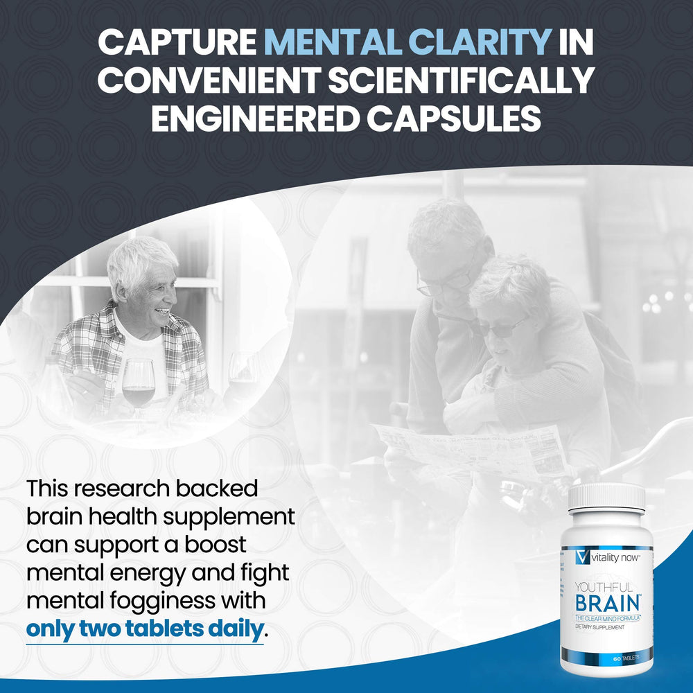 Two-bottle supply with dosage label for Youthful Brain