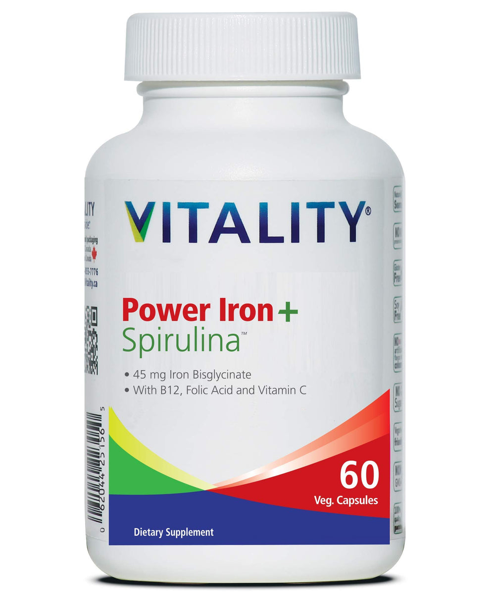 VITALITY Power Iron + Spirulina bottle front view