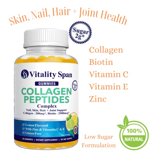 Low sugar collagen gummies with only 2g sugar per serving – 60 count