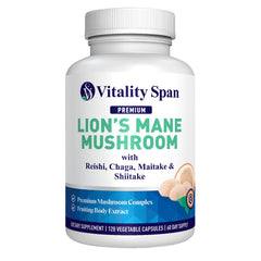 Vitality Span Lions Mane fruiting body mushrooms blend