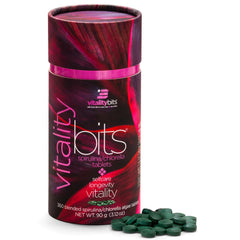 VITALITYbits spirulina and chlorella tablets - front view