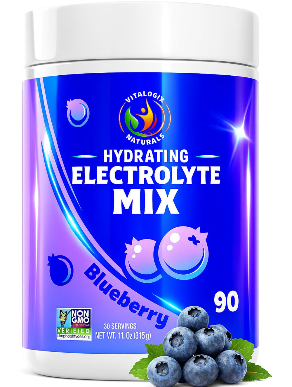 Vitalogix Naturals blue raspberry hydration powder tub boosts clean hydration for active days