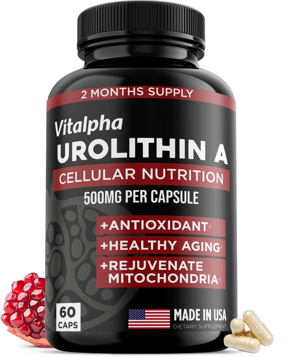 Vitalpha Urolithin A 500mg bottle
