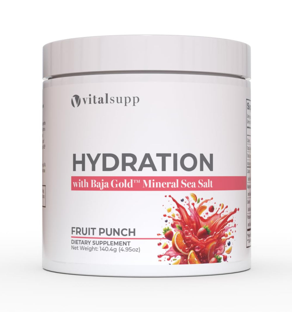 VITALSUPP Electrolyte Powder tub front highlights zero sugar and keto-friendly hydration