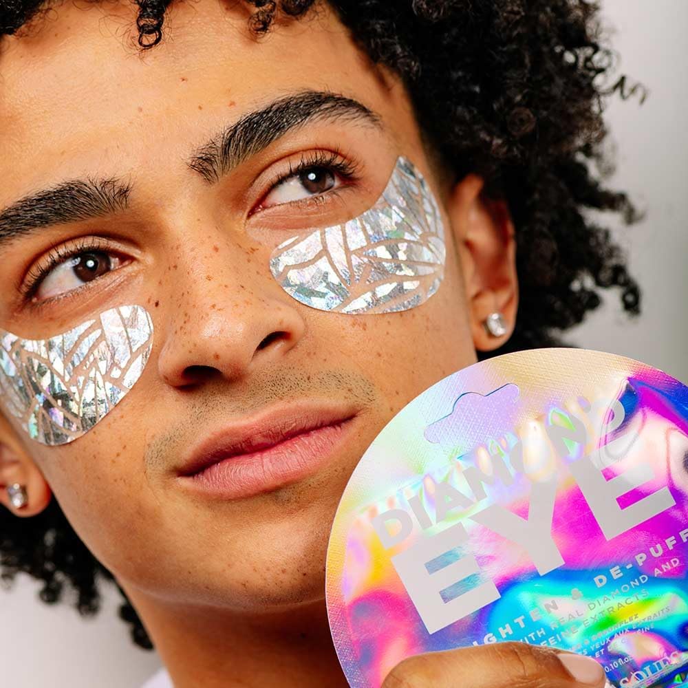 Eye patches being applied under the eyes