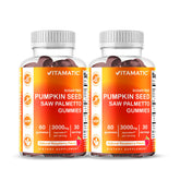 Vitamatic 2-Pack Sugar Free Pumpkin Seed Gummies Raspberry Flavor bottle front