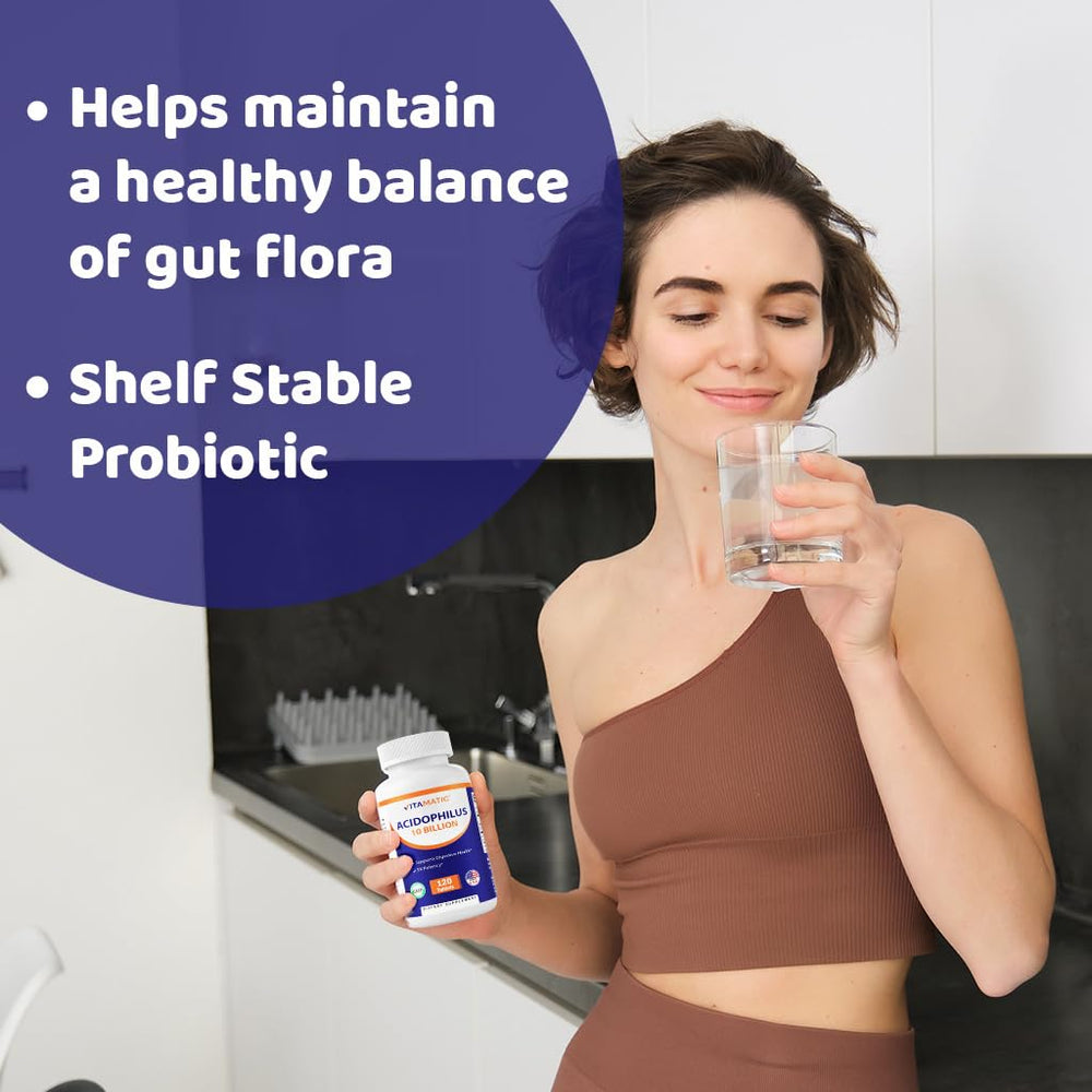 Top view of Vitamatic probiotic bottle