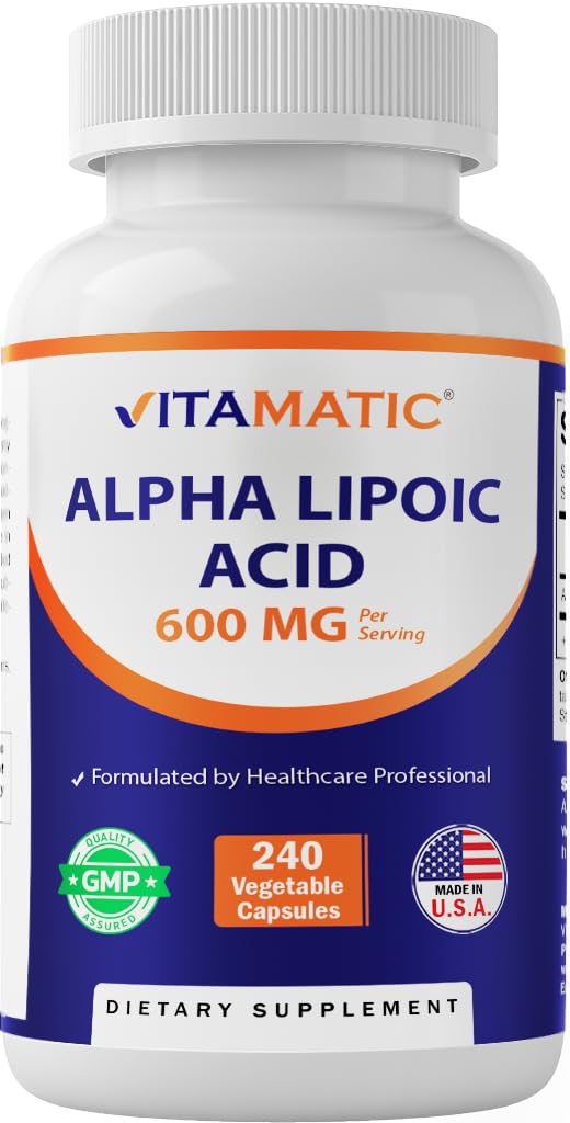 Vitamatic ALA 600mg bottle front label