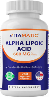 Vitamatic ALA 600mg bottle front label