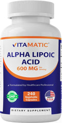 Vitamatic ALA 600mg bottle front label