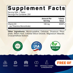 Front view of Vitamatic B1 100mg bottle