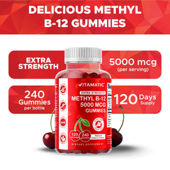 Vitamatic B12 Gummies bottle and label