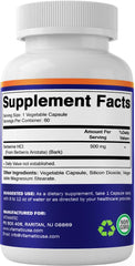 Back nutrition facts panel of Vitamatic Berberine bottle