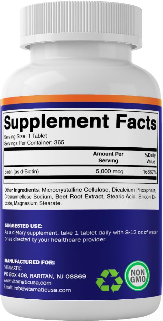 Two-pack Vitamatic Biotin 5000mcg packaging