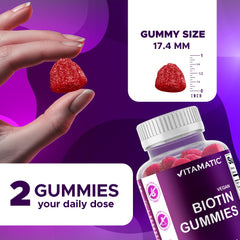 Close-up of raspberry-flavored Biotin Gummies
