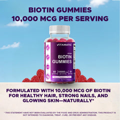Six bottles display of Vitamatic Biotin Gummies