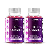 Vitamatic Biotin Gummies two-bottle set with 60 vegan gummies each